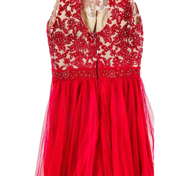 CITY TRIANGLES Women's Red Zippered Mini Lacy Party Dress Juniors 3‎ Formal - Picture 10 of 10